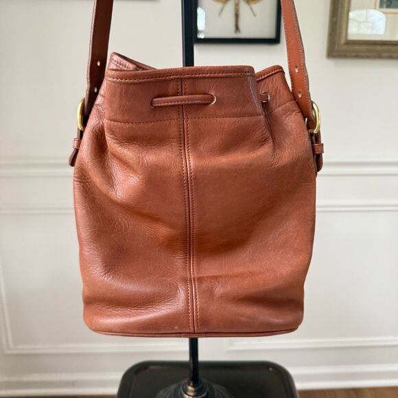 Vintage 90s Coach 1995 4151 Thompson Bucket Bag Tan Leather USA Hang Tag - Picture 3 of 11